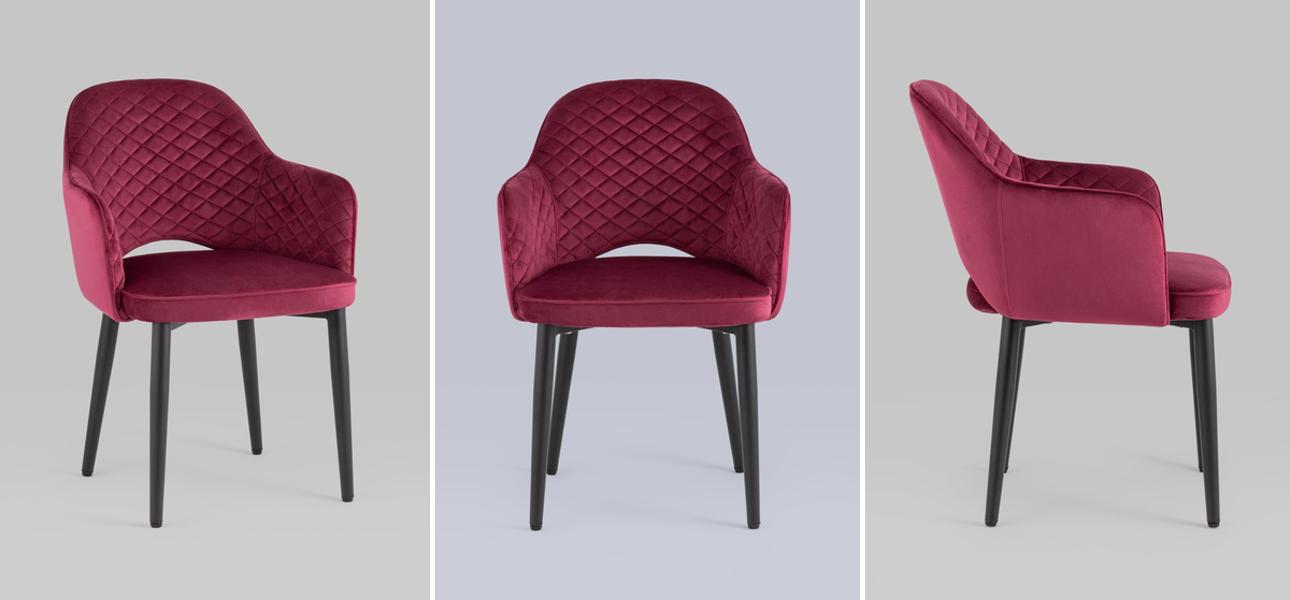 Стул SHARRON ромбы Велюр Фуксия - фото