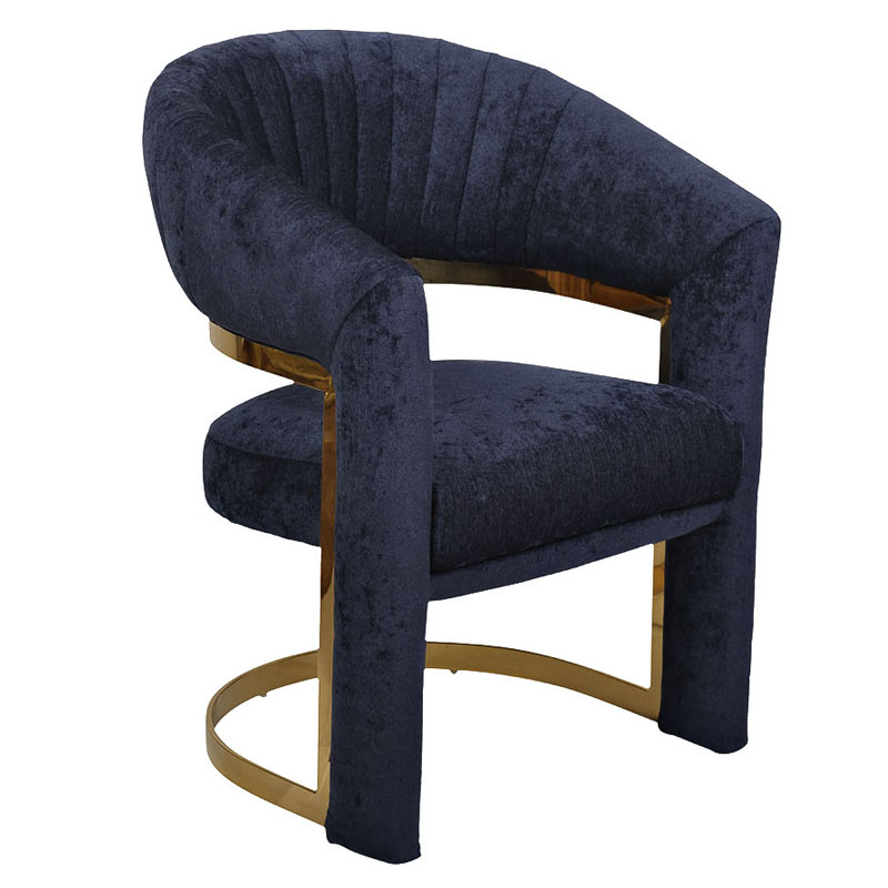 Полукресло Valbonne Chair blue velour Синий Глянцевое золото Полукресло Valbonne Chair blue velour Синий Глянцевое золото в Челябинске | Loft Concept