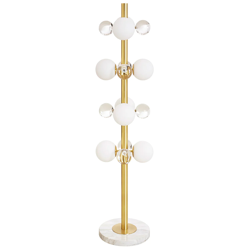 Торшер GLOBO FLOOR LAMP-BRASS Jonathan Adler Золотой Прозрачное Стекло Белый в Челябинске | Loft Concept 