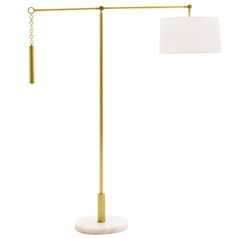 Торшер Arteriors NEWARK FLOOR LAMP Латунь Белый Торшер Arteriors NEWARK FLOOR LAMP Латунь Белый в Челябинске | Loft Concept