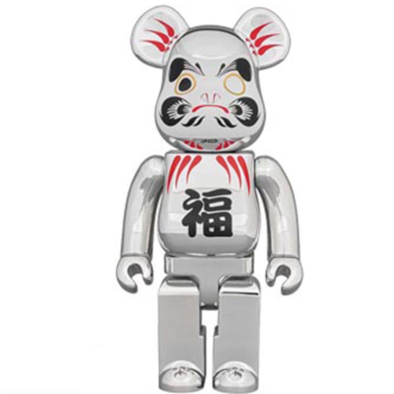 Статуэтка Bearbrick Daruma Silver Серебряный Черный Красный Статуэтка Bearbrick Daruma Silver Серебряный Черный Красный в Челябинске | Loft Concept