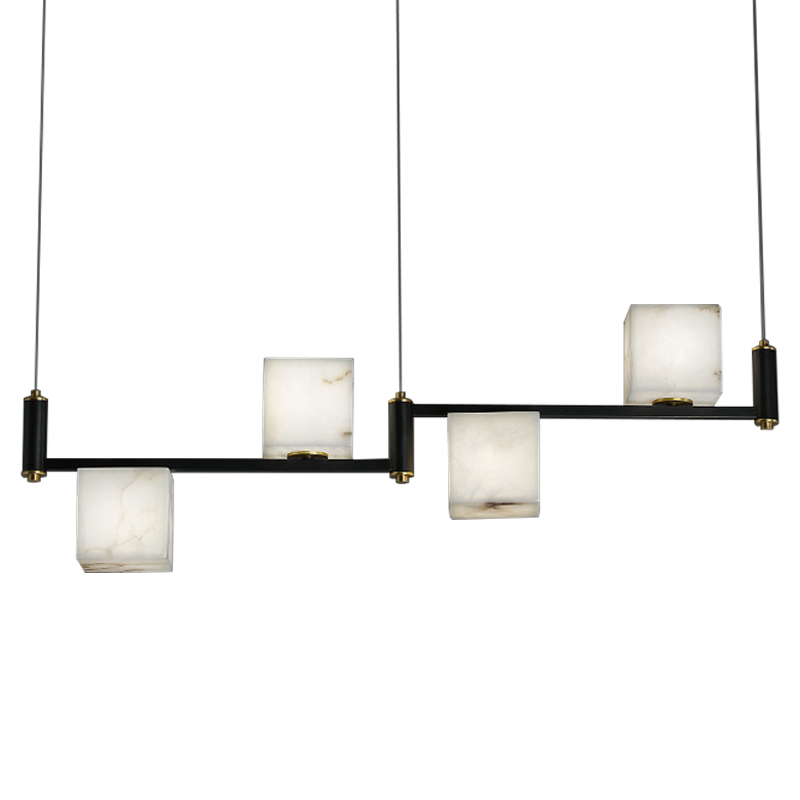 Люстра Marble Cubes Modern Light Chandelier 4 плафона Черный Белый Мрамор Bianco Латунь Люстра Marble Cubes Modern Light Chandelier 4 плафона Черный Белый Мрамор Bianco Латунь в Челябинске | Loft Concept