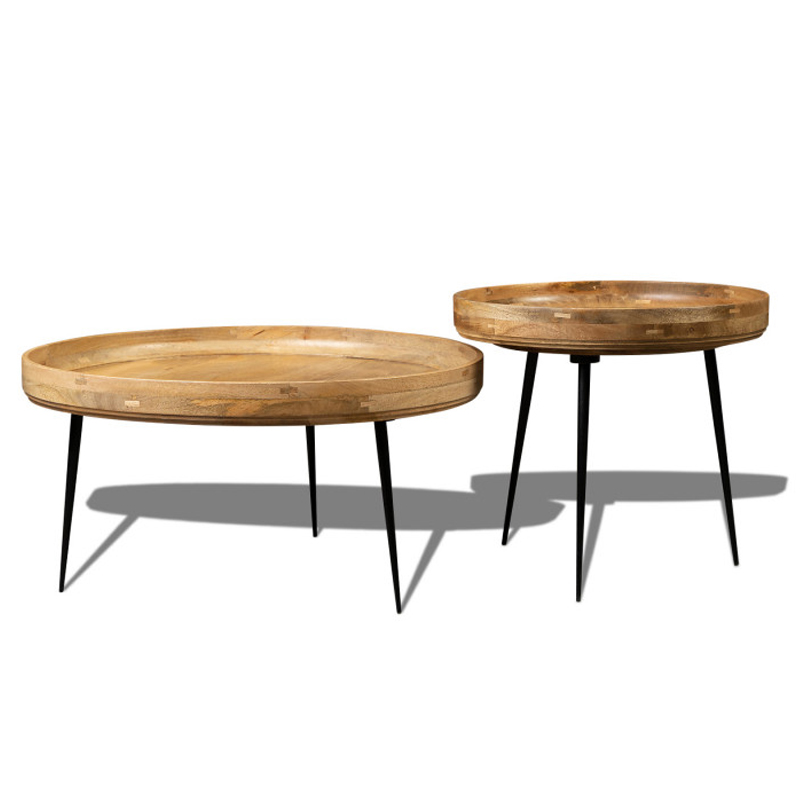 Комплект кофейных столов Davidson Table Бежевый Коричневый Черный Комплект кофейных столов Davidson Table Бежевый Коричневый Черный в Челябинске | Loft Concept