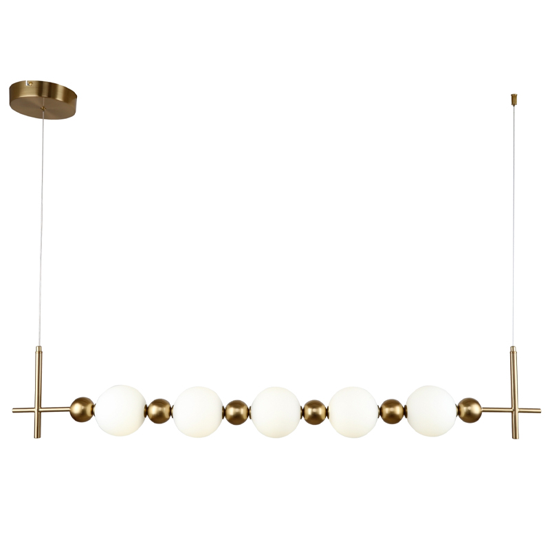 Линейная люстра PEARLS SUSPENSION Белый Латунь Линейная люстра PEARLS SUSPENSION Белый Латунь в Челябинске | Loft Concept