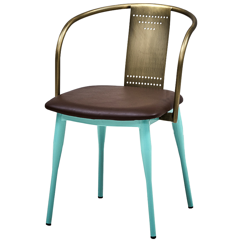 Стул Roban Loft Stool Бирюзовый Бронза Коричневый Стул Roban Loft Stool Бирюзовый Бронза Коричневый в Челябинске | Loft Concept