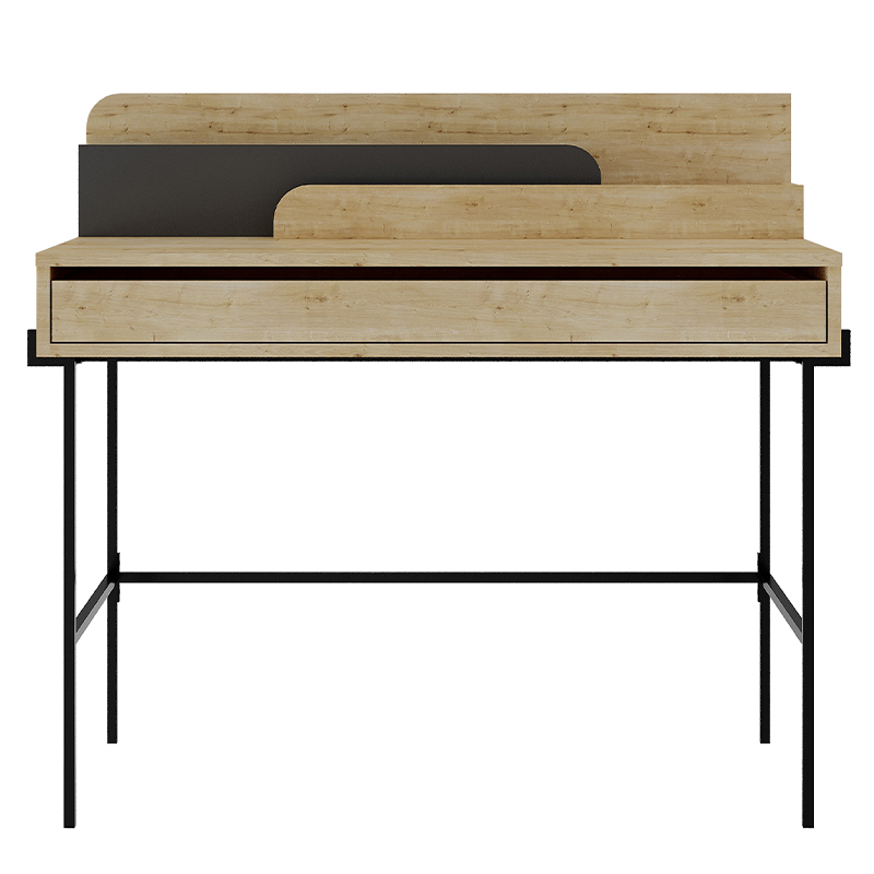 Стол письменный с выдвижным ящиком цвета древесины LEILA WORKING TABLE OAK ANTHRACITE Древесина Черный Серый в Челябинске | Loft Concept 