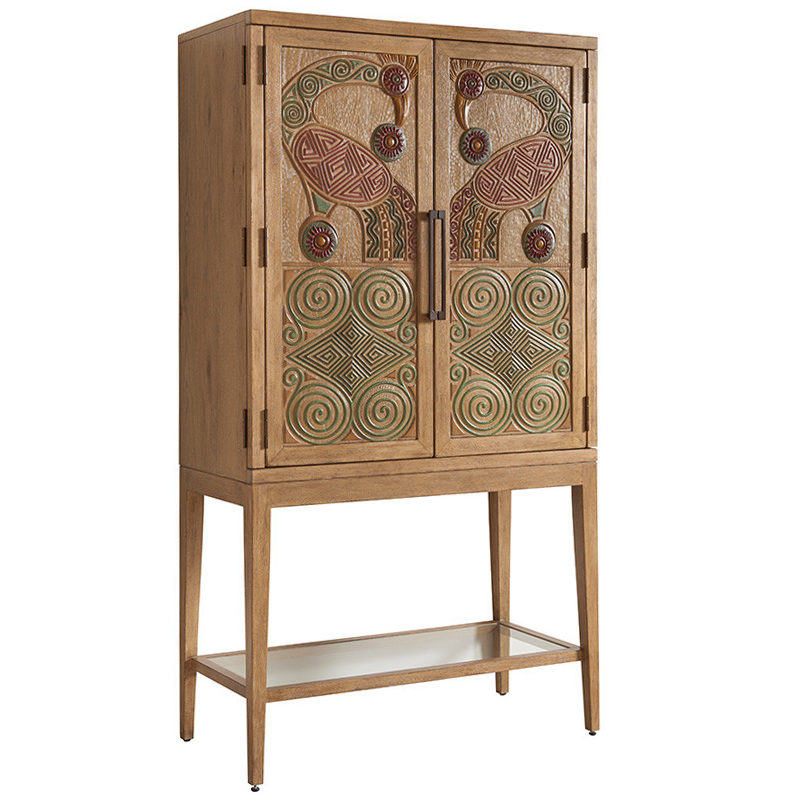 Шкаф CAMEROON BAR CABINET Коричневый Зеленый Красный Прозрачный Шкаф CAMEROON BAR CABINET Коричневый Зеленый Красный Прозрачный в Челябинске | Loft Concept