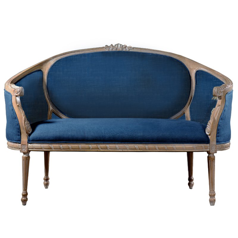 Диван Berjer 2 seat Bench Sofa Синий Дерево Акация Диван Berjer 2 seat Bench Sofa Синий Дерево Акация в Челябинске | Loft Concept