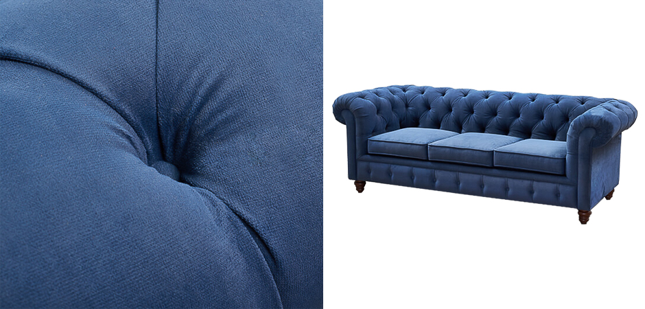 Диван Mini Kensington Sofa triple blue velor Диван Mini Kensington Sofa triple blue velor - Loft-Concept в Челябинске
