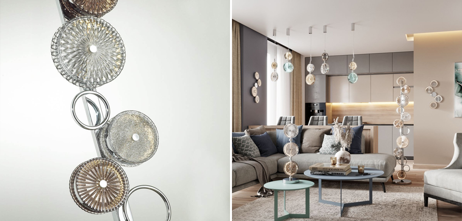 Торшер с рельефным стеклом Glass Peonies Торшер с рельефным стеклом Glass Peonies - Loft-Concept в Челябинске