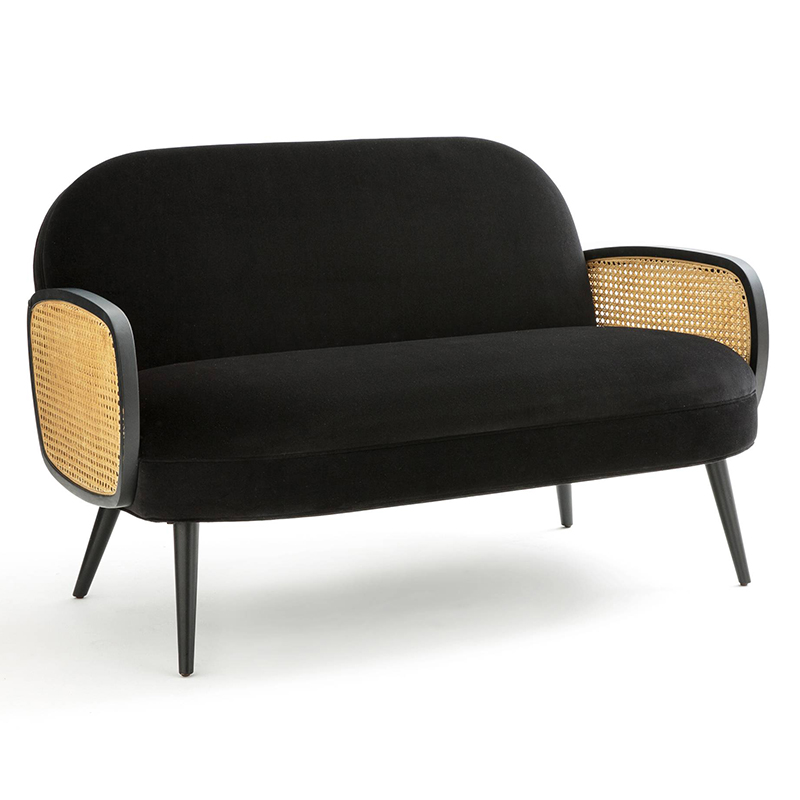 Диван Morten Wicker Black Sofa Черный Черный Диван Morten Wicker Black Sofa Черный Черный в Челябинске | Loft Concept