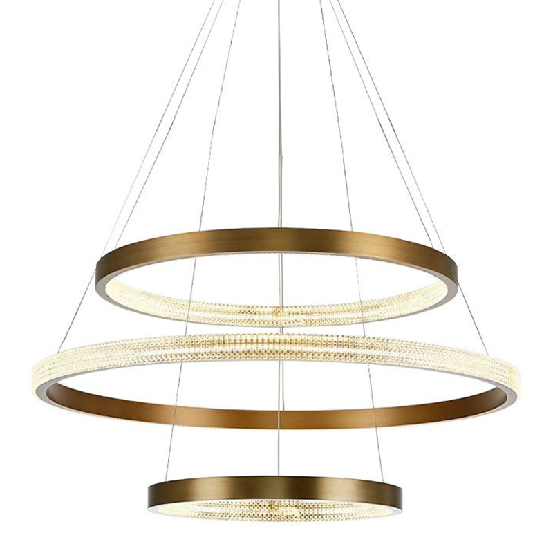 Люстра композиция из трех колец Trio Round Horizontal Rings Brass Chandelier Латунь Прозрачный Люстра композиция из трех колец Trio Round Horizontal Rings Brass Chandelier Латунь Прозрачный в Челябинске | Loft Concept