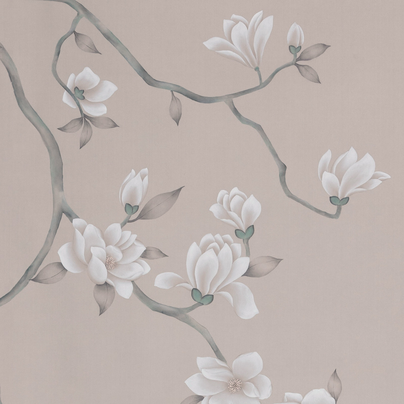 Обои Magnolia Canopy Original colourway on Almost Mauve dyed silk with embroidery Обои Magnolia Canopy Original colourway on Almost Mauve dyed silk with embroidery в Челябинске | Loft Concept