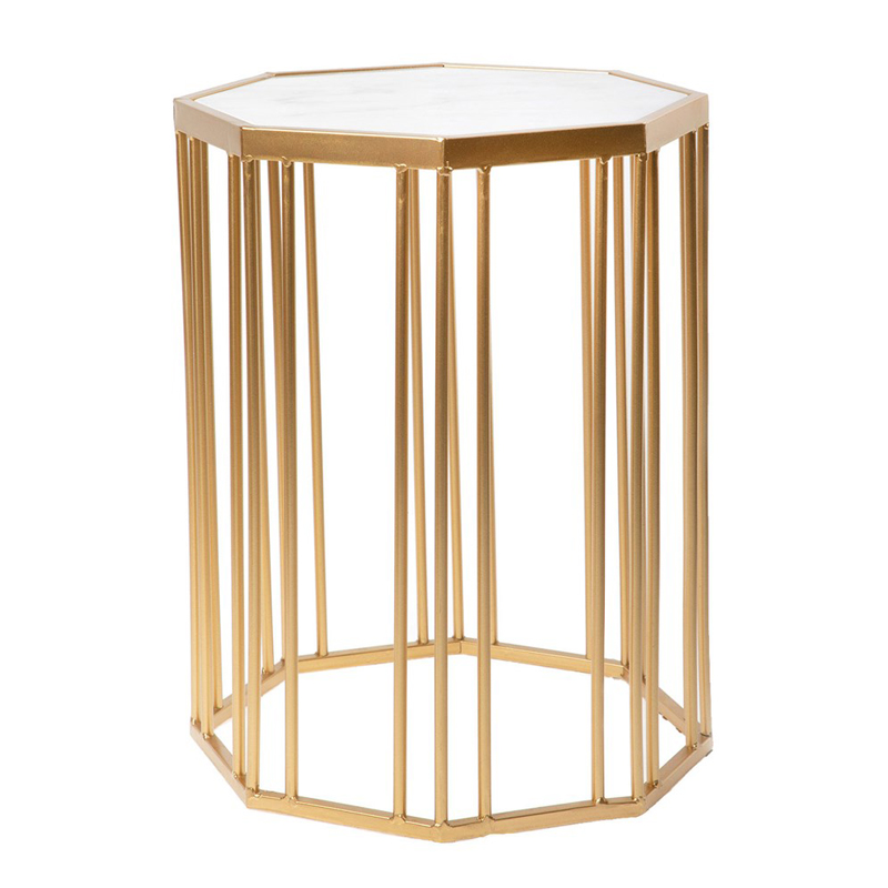 Приставной стол Side Table Marble белый мрамор Золотой Белый Мрамор Bianco в Челябинске | Loft Concept 