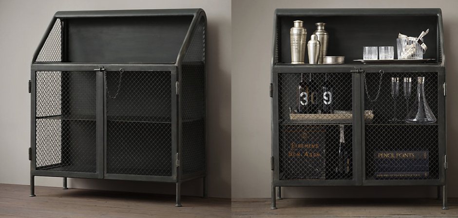 Бар металлический в стиле Лофт Vintage French Factory Bar Cart Бар металлический в стиле Лофт Vintage French Factory Bar Cart - Loft-Concept в Челябинске