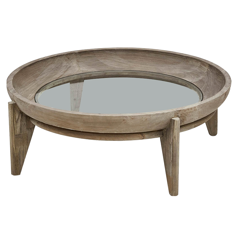 Круглый кофейный стол Imran Round Coffee Table Древесина Прозрачное Стекло Круглый кофейный стол Imran Round Coffee Table Древесина Прозрачное Стекло в Челябинске | Loft Concept