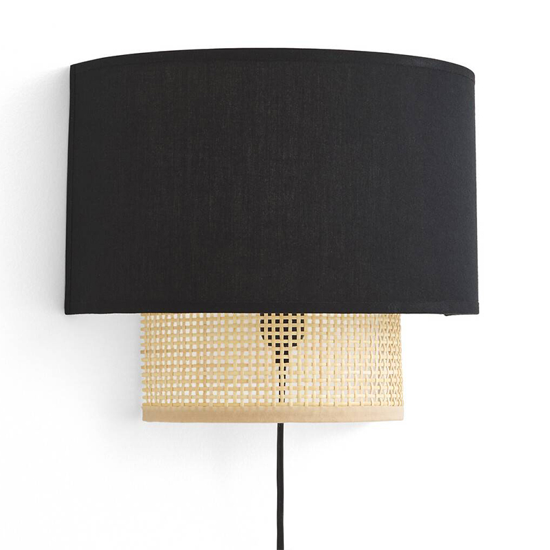 Бра Ottar Wicker Black lampshade Бежевый Черный Бра Ottar Wicker Black lampshade Бежевый Черный в Челябинске | Loft Concept