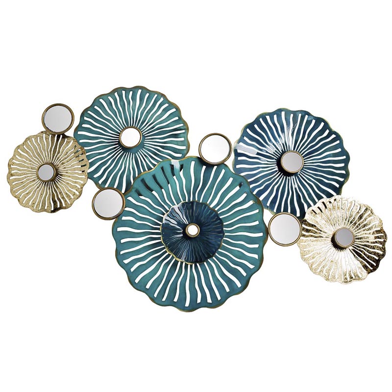 Арт-объект Flower Disk with Mirrored Middle Золотой Синий Арт-объект Flower Disk with Mirrored Middle Золотой Синий в Челябинске | Loft Concept