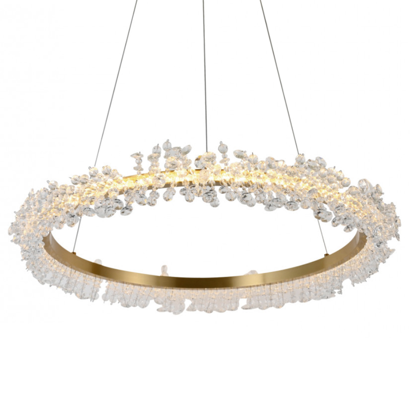 Crystal round chandelier Светильник Кольцо из Хрусталя Прозрачный Латунь Crystal round chandelier Светильник Кольцо из Хрусталя Прозрачный Латунь в Челябинске | Loft Concept