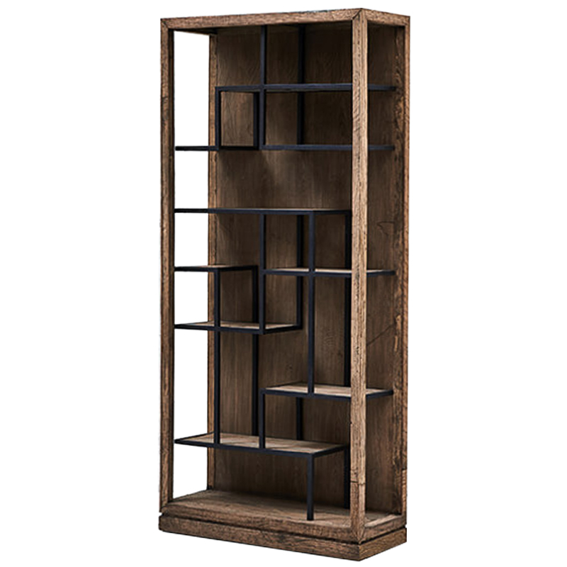 Стеллаж деревянный в стиле Лофт Geometric Loft Rack Черный Коричневый Стеллаж деревянный в стиле Лофт Geometric Loft Rack Черный Коричневый в Челябинске | Loft Concept
