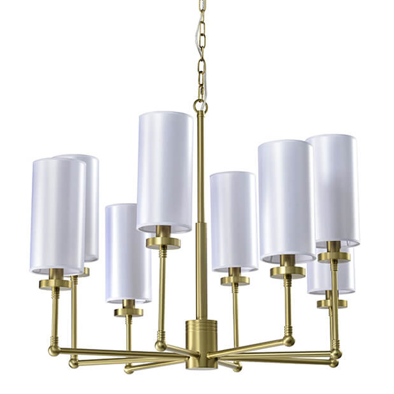 Люстра Fabric Lampshade Brass 8 Белый Матовая латунь Люстра Fabric Lampshade Brass 8 Белый Матовая латунь в Челябинске | Loft Concept