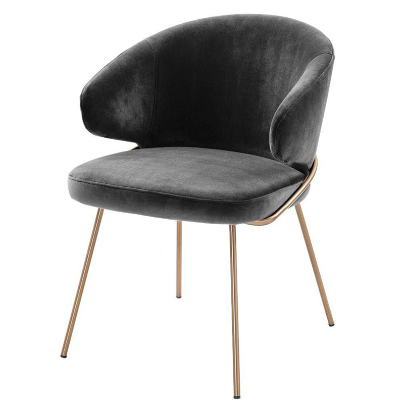 Стул Eichholtz Dining Chair Kinley dark grey Серый Латунь Стул Eichholtz Dining Chair Kinley dark grey Серый Латунь в Челябинске | Loft Concept