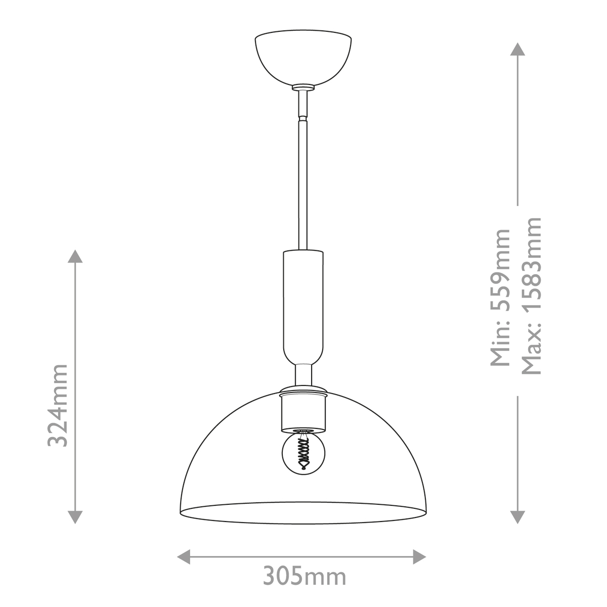 Подвесной светильник с прозрачным полусферическим стеклянным плафоном Alora Mood  в Челябинске