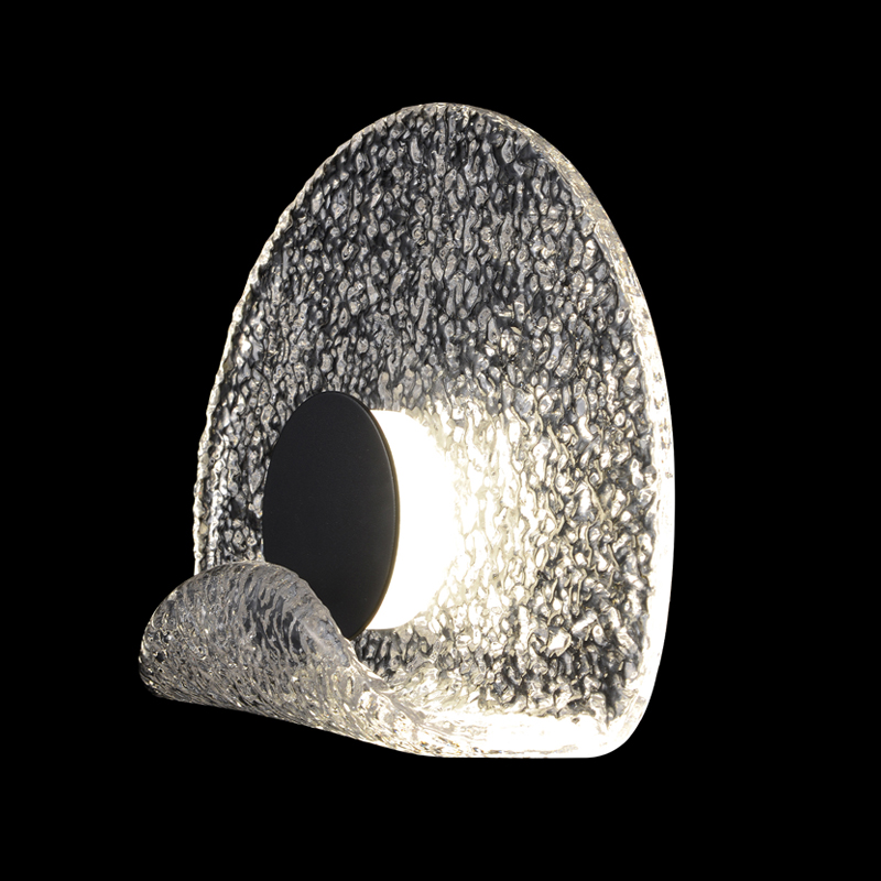 Бра из текстурированного прозрачного стекла с изогнутым краем Textured Glass Черный Прозрачное Стекло Бра из текстурированного прозрачного стекла с изогнутым краем Textured Glass Черный Прозрачное Стекло в Челябинске | Loft Concept