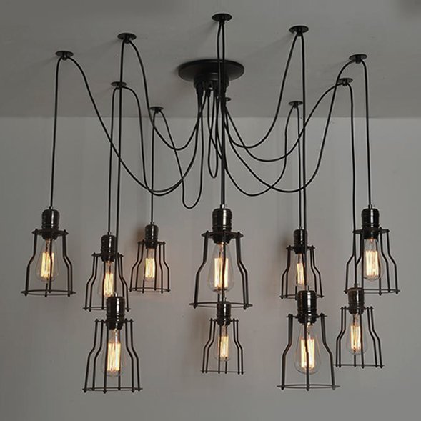 Люстра Loft Industrial 10 wire Cage Filament Pendant Бронза Черный матовый Люстра Loft Industrial 10 wire Cage Filament Pendant Бронза Черный матовый в Челябинске | Loft Concept