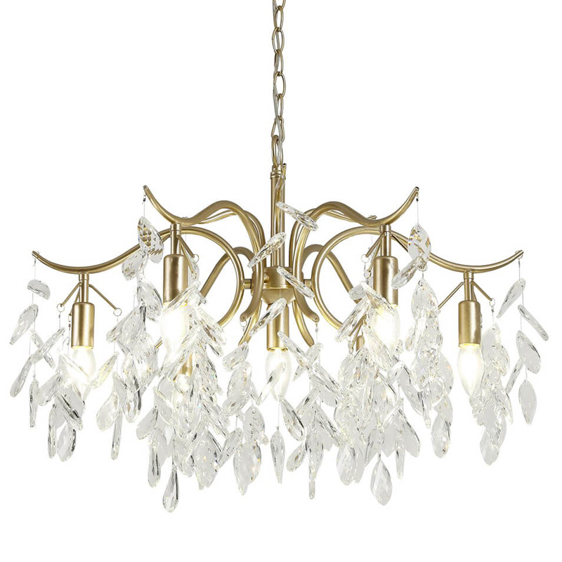 Люстра Hanging Crystal Leaves Chandelier 71 матовое золото Прозрачный (Transparent) в Челябинске | Loft Concept 