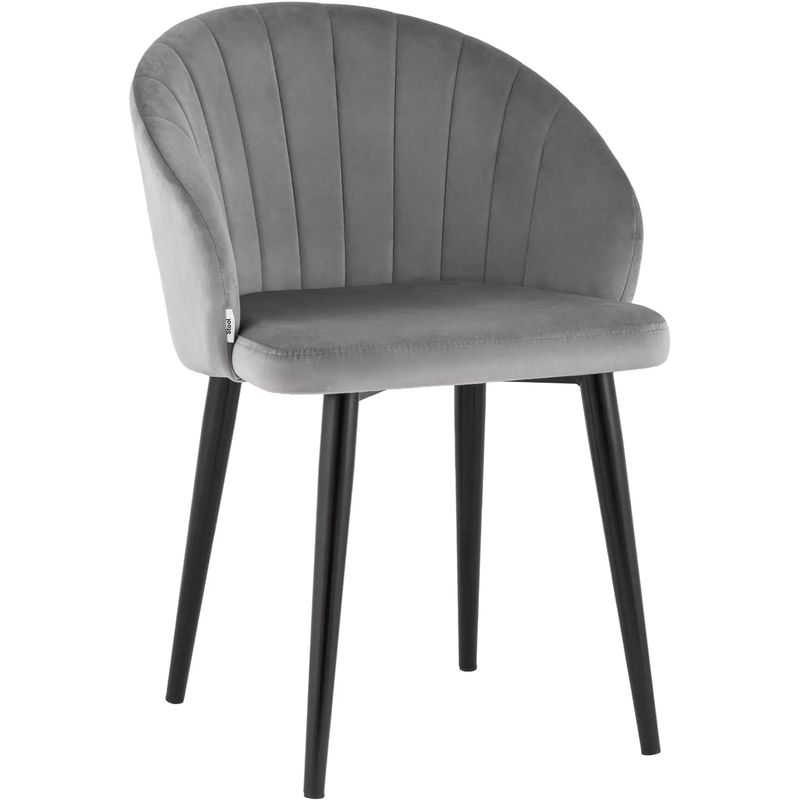 Стул Balsari Chair Светло-Серый Велюр Светло-серый Черный Стул Balsari Chair Светло-Серый Велюр Светло-серый Черный в Челябинске | Loft Concept