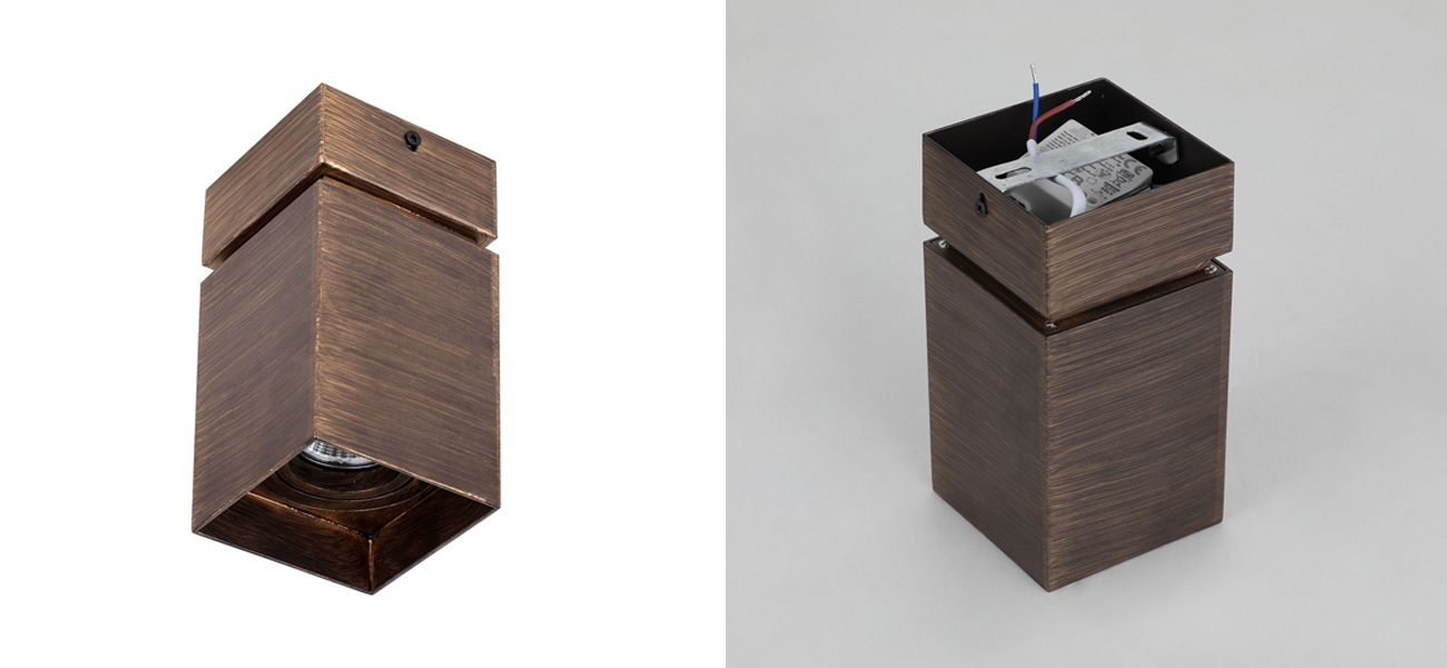 Накладной спот коричневого цвета с патиной Locky 2 - фото