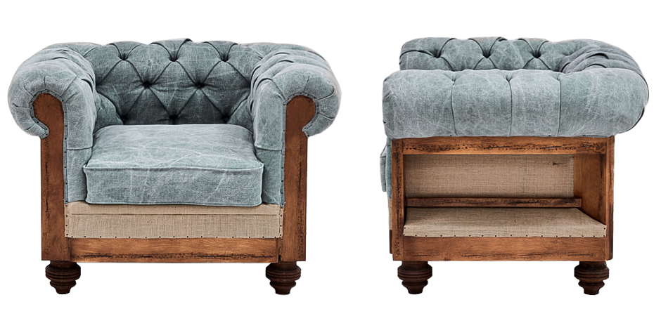 Кресло Deconstructed Chesterfield Armchair Gray Blue Кресло Deconstructed Chesterfield Armchair Gray Blue - Loft-Concept в Челябинске