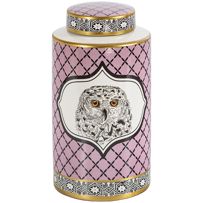 Ваза с крышкой Owl Collection Pink Vase Золотой Розовый Черно-белый Ваза с крышкой Owl Collection Pink Vase Золотой Розовый Черно-белый в Челябинске | Loft Concept