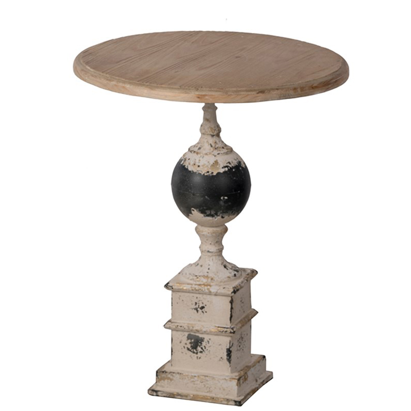 Приставной стол Pedestal Table Черный Белый винтажная патина Древесина Приставной стол Pedestal Table Черный Белый винтажная патина Древесина в Челябинске | Loft Concept