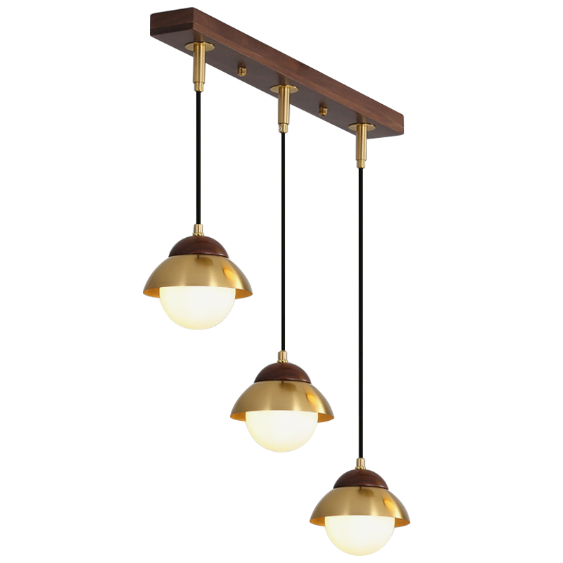 Линейный светильник Roch Linear Pendant Wooden Eco Light Белый Коричневый Латунь Линейный светильник Roch Linear Pendant Wooden Eco Light Белый Коричневый Латунь в Челябинске | Loft Concept