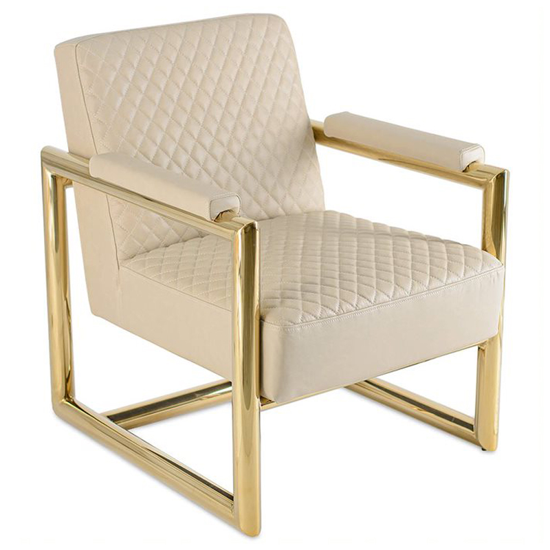 Кресло Gautselin Armchair cappuccino Бежевый Глянцевое золото в Челябинске | Loft Concept 