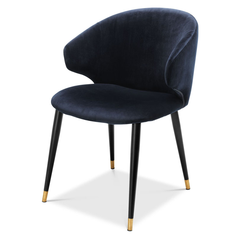 Стул Eichholtz DINING CHAIR VOLANTE blue Темно-синий Черный Золотой Стул Eichholtz DINING CHAIR VOLANTE blue Темно-синий Черный Золотой в Челябинске | Loft Concept