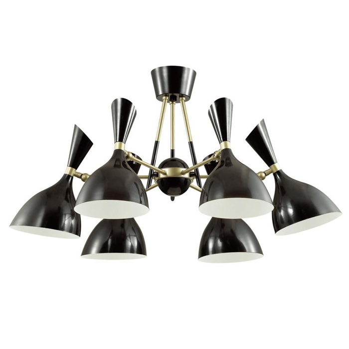 Потолочный светильник Duke Chandelier 6 black Черный матовое золото Потолочный светильник Duke Chandelier 6 black Черный матовое золото в Челябинске | Loft Concept