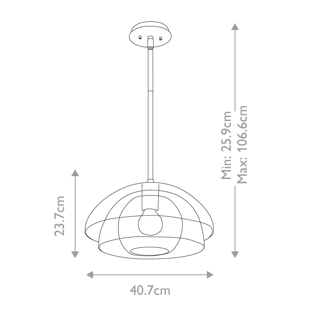 Подвесной светильник с прозрачным двойным стеклянным плафоном в форме купола и внутренней сферой Hinkley в Челябинске