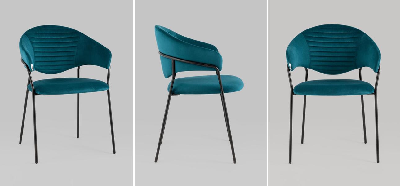 Стул Alexis Chair Сине-Зеленый Велюр - фото