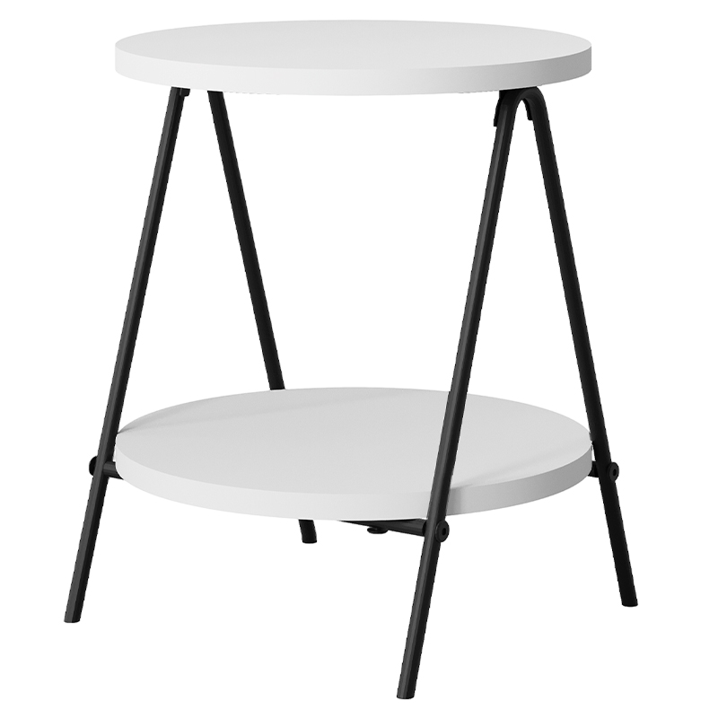 Стол приставной с 2-мя круглыми белыми столешницами ESSEL SIDE TABLE WHITE Белый Черный Стол приставной с 2-мя круглыми белыми столешницами ESSEL SIDE TABLE WHITE Белый Черный в Челябинске | Loft Concept