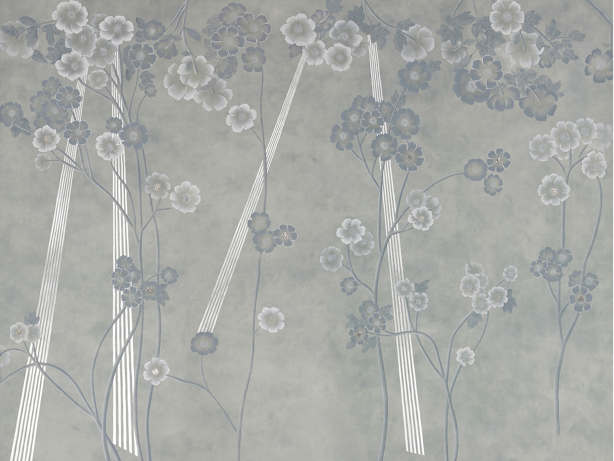 Обои ручная роспись Anemones in Light Special Colourway SC-235 on grey edo painted silk Обои ручная роспись Anemones in Light Special Colourway SC-235 on grey edo painted silk - постер Loft-Concept в Челябинске