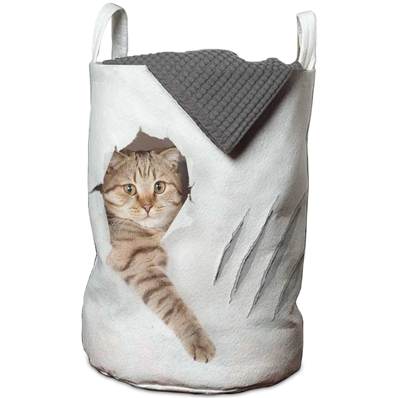 Корзина Hello Cat Basket Белый Бежево-серый Корзина Hello Cat Basket Белый Бежево-серый в Челябинске | Loft Concept