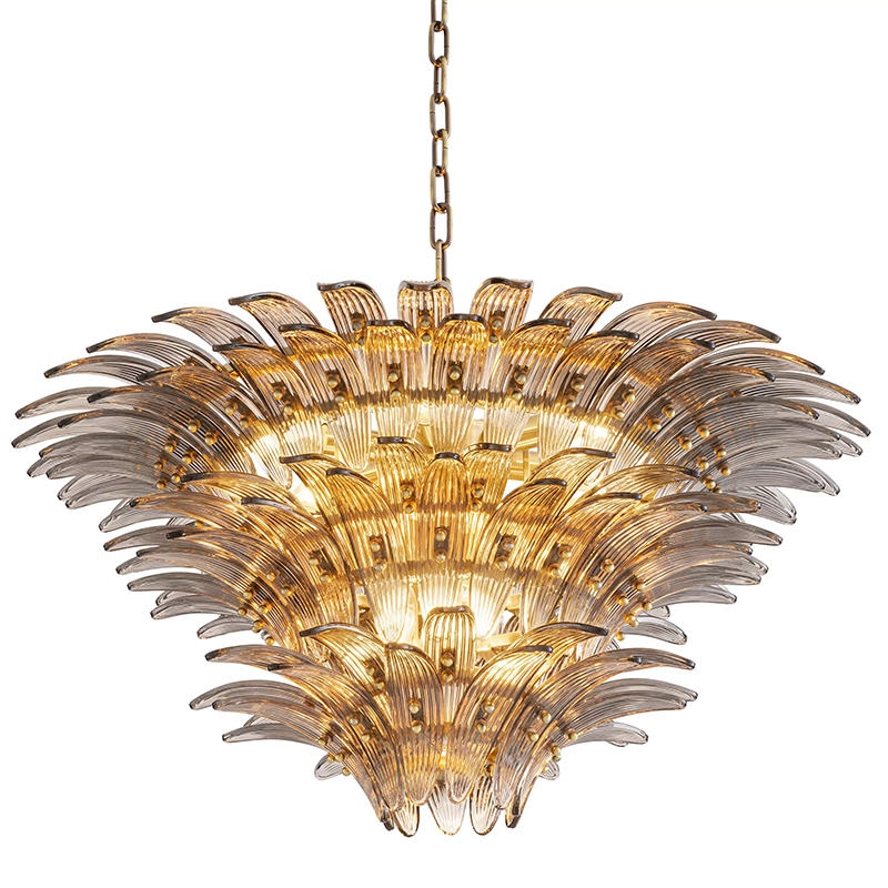 Люстра Eichholtz Chandelier Italo Латунь Стекло Смок Люстра Eichholtz Chandelier Italo Латунь Стекло Смок в Челябинске | Loft Concept