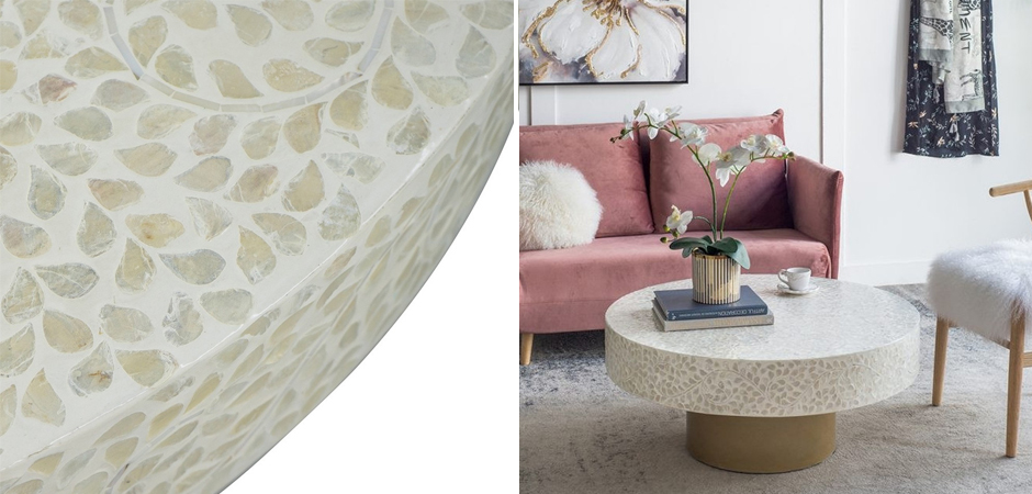 Стол Кофейный Bone Inlay с мозаичным рисунком из раковин устриц Стол Кофейный Bone Inlay с мозаичным рисунком из раковин устриц - Loft-Concept в Челябинске