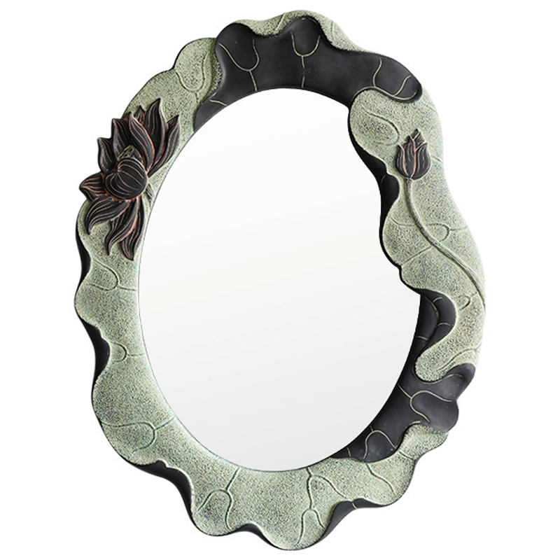Зеркало Mirror Lotus Flowers oval Графит Зеленый шалфей Зеркало Mirror Lotus Flowers oval Графит Зеленый шалфей в Челябинске | Loft Concept