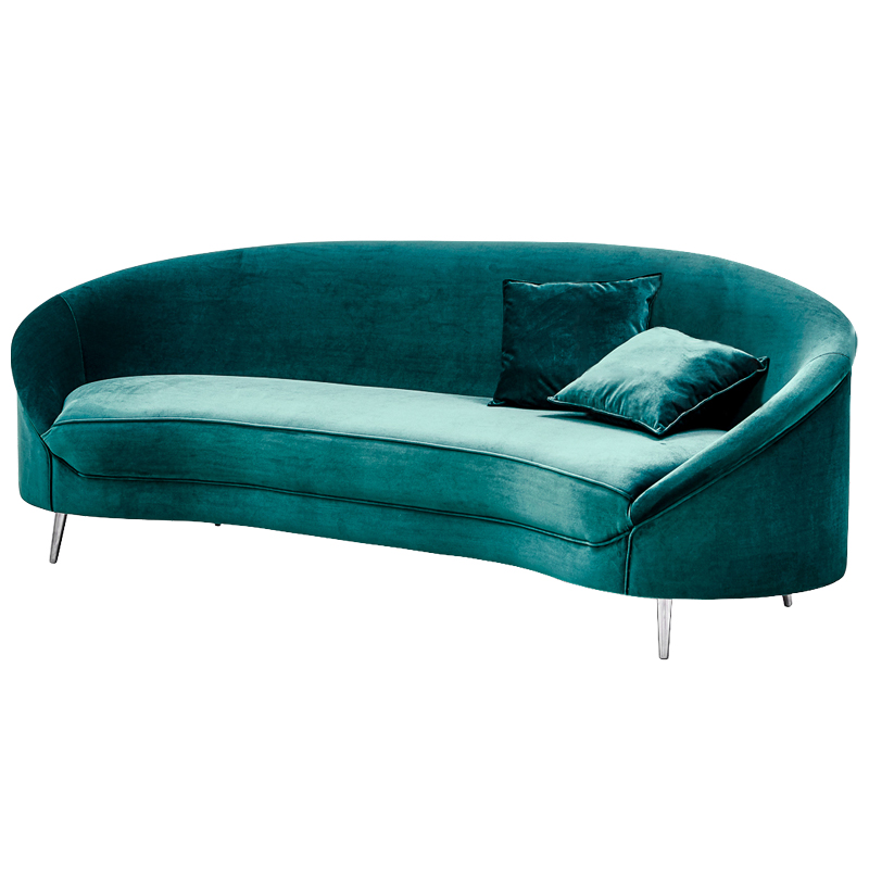 Диван Paulet Sofa Изумрудный велюр Бирюзовый Хром в Челябинске | Loft Concept 