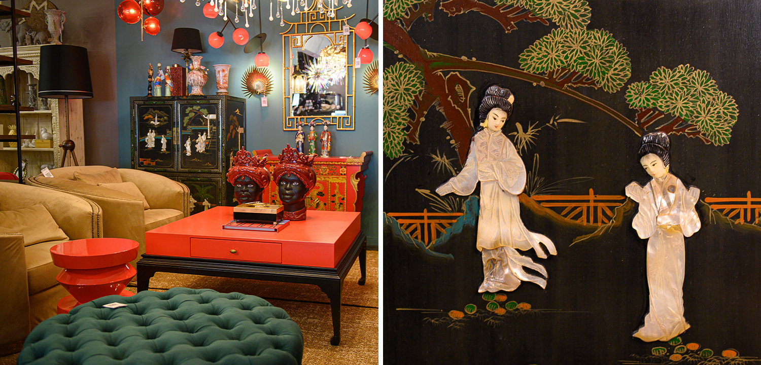 Антиквариат китайский шкаф Chinese Cabinet Pearl Black создан в начале прошлого века - фото