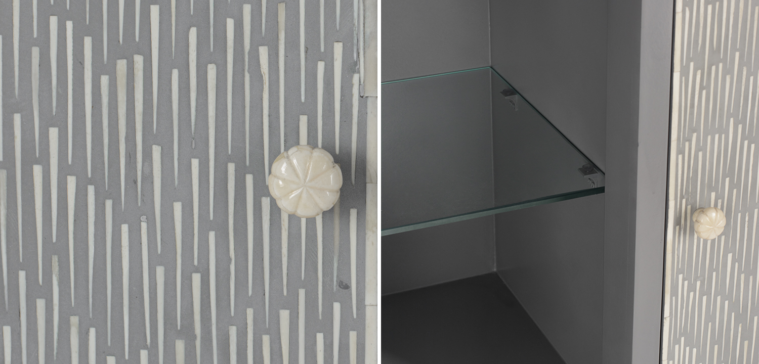 Буфет инкрустированный Inlaid Bone gray - фото